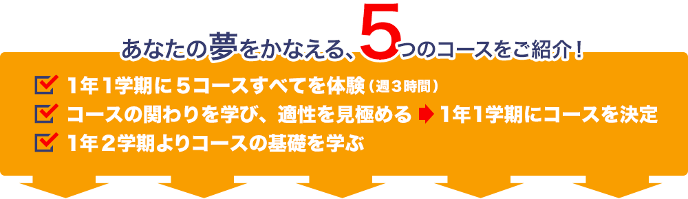 あなたの夢をかなえる、5つのコースをご紹介！